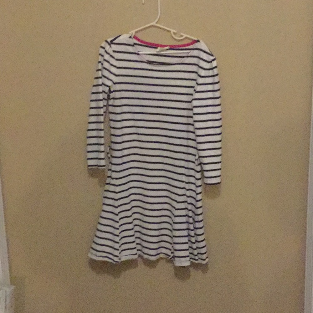 blue and white stripe dress